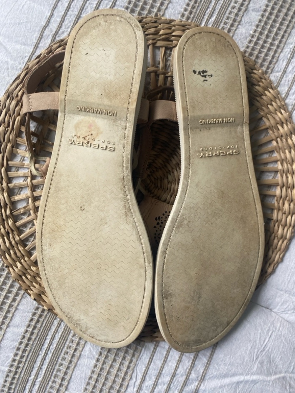 Sperry Top Slider Calla Jade in Tan Laser-Cut Thong Sandals - Picture 4 of 8